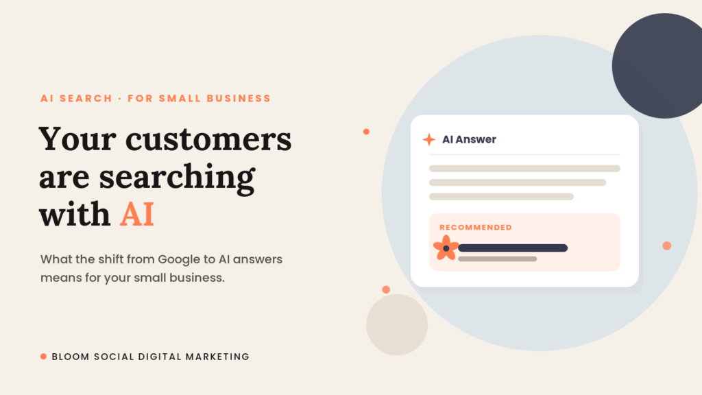 Illustration of an AI search answer card, representing how customers now find businesses through AI-generated answers
